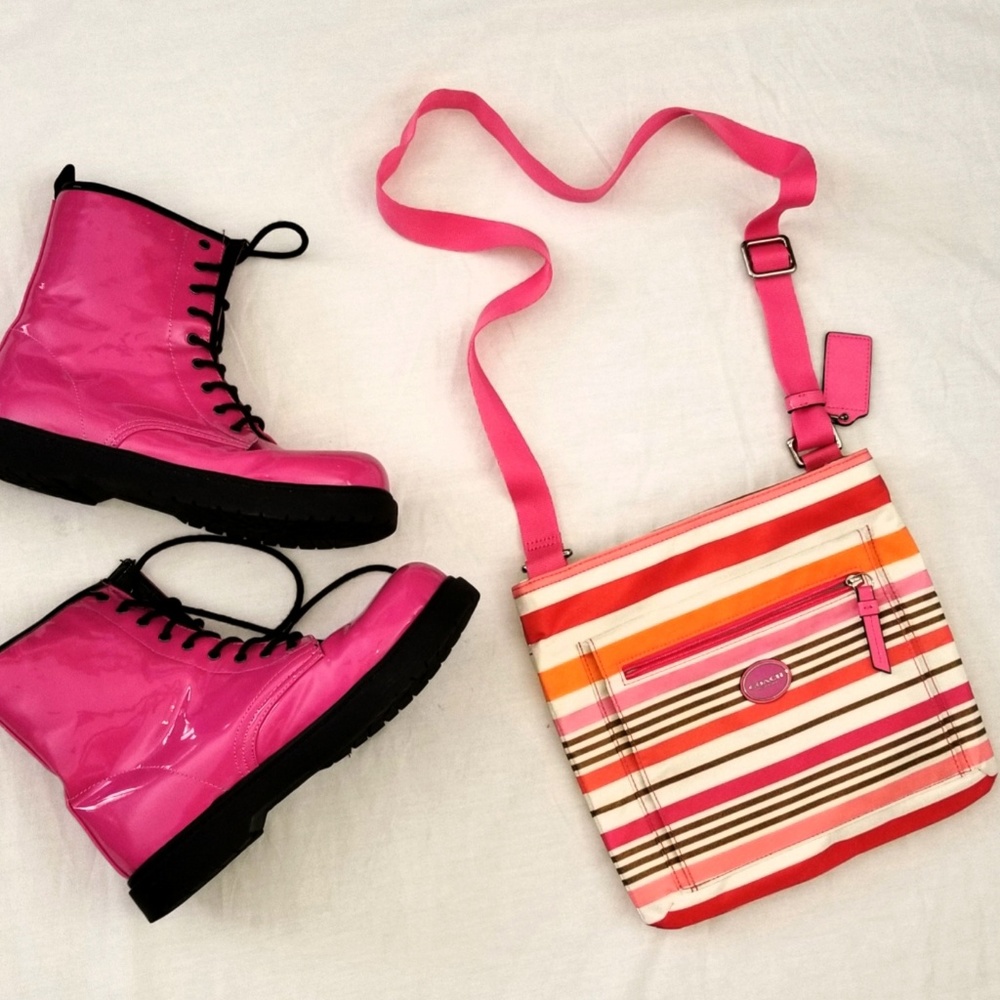 Coach Mulitcolored Crossbody orange and pink
